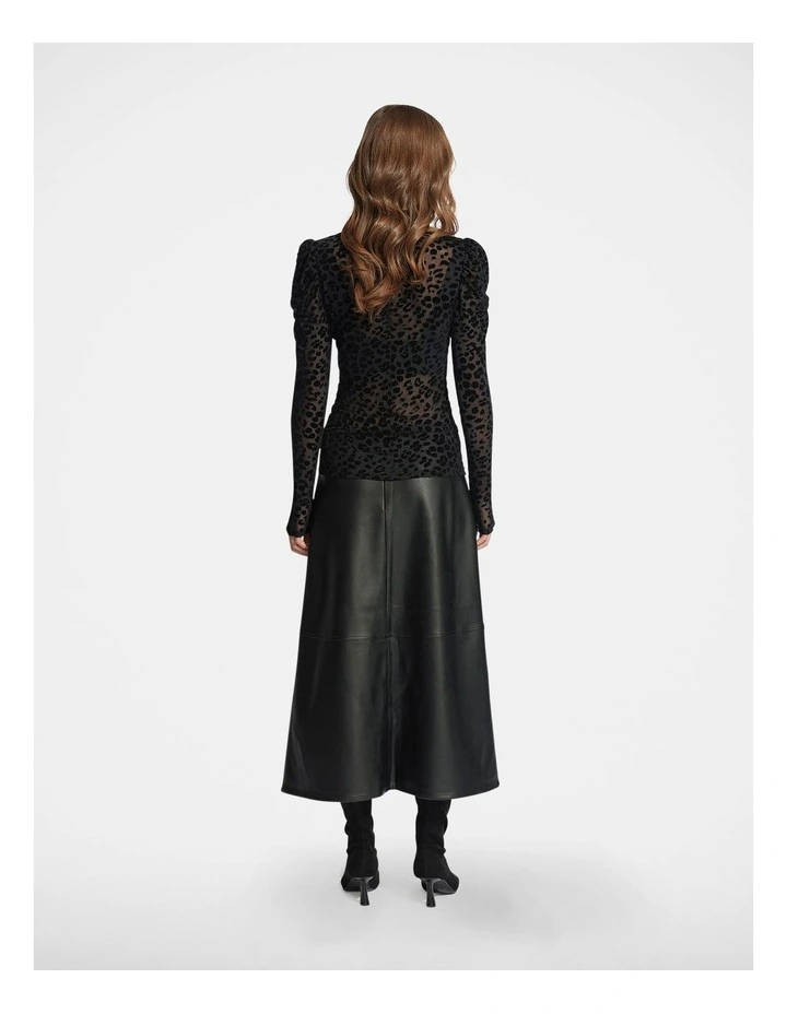 Tessa Velvet Leopard Top in Black image 2