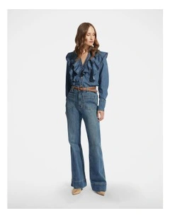 Cecilia Ruffle Denim Blouse
