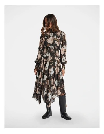 Camilla Shirred Midi Dress in Multi