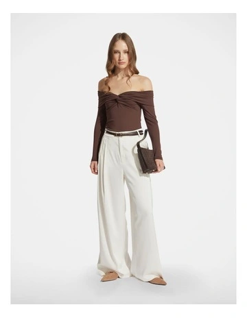 Amy Twist Long Sleeve Top in Espresso