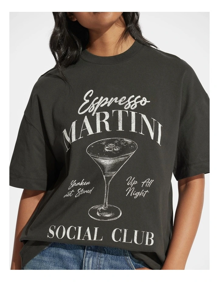 Espresso Print Tee in Washed Black image 3