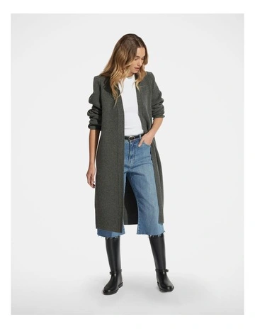 Shae Shoulder Pleat Cardigan in Mid Grey