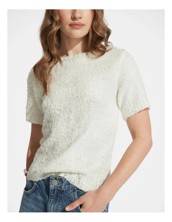 Wyatt Foil Print Knit Tee in Silver Foil image 3