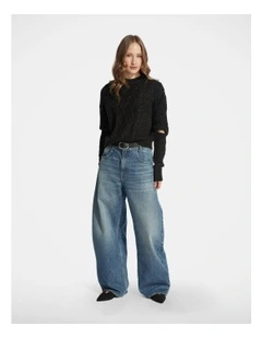 Sasha Lurex Cable Knit Jumper in Black