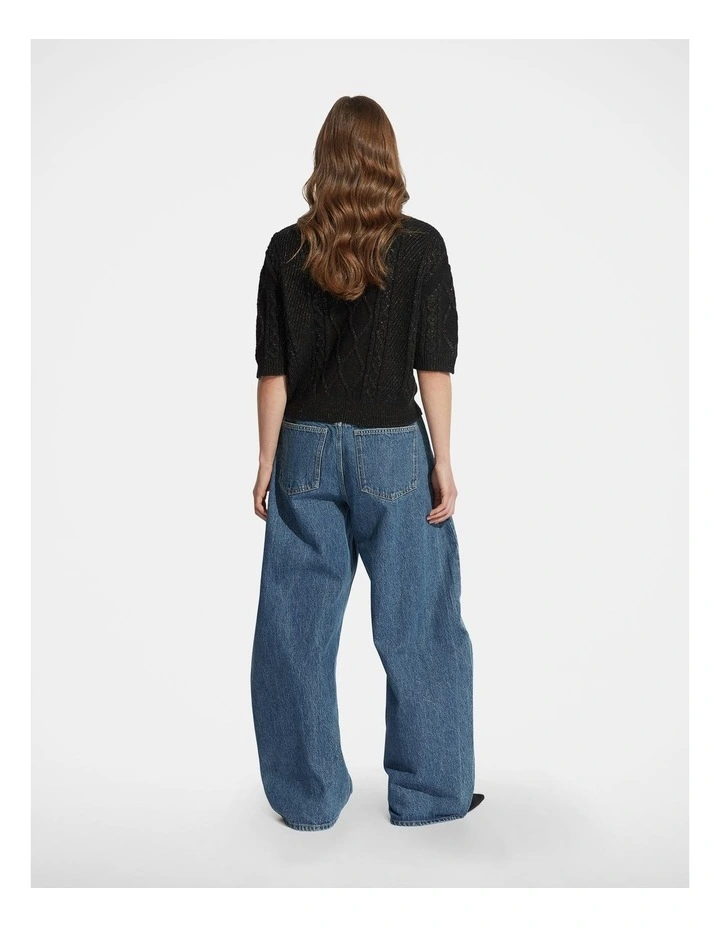 Sasha Lurex Cable Knit Jumper in Black image 2