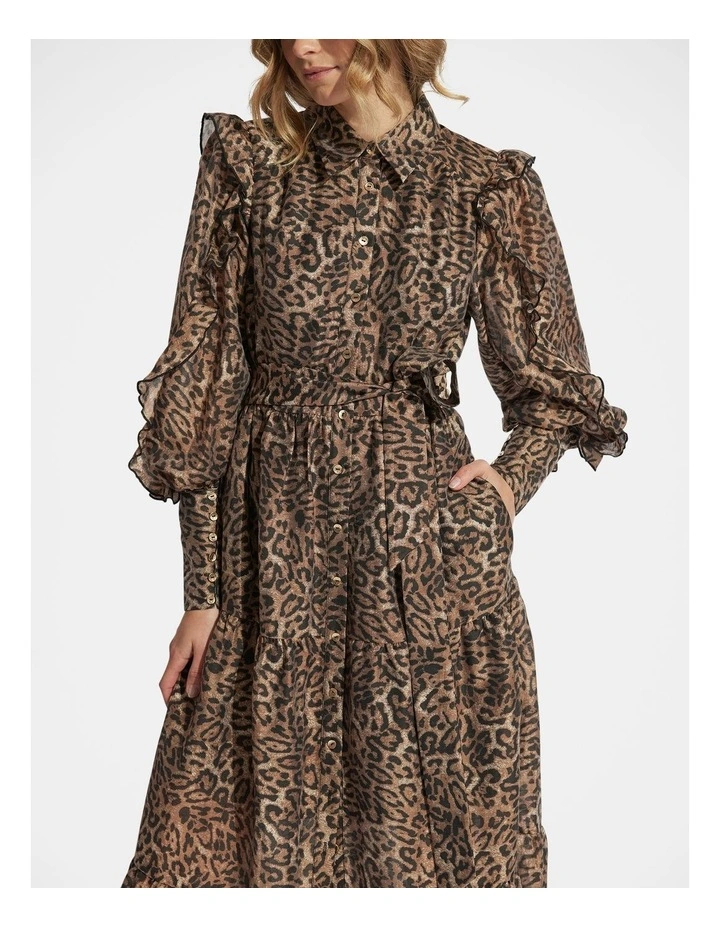 Rina Ruffle Maxi Shirt Dress in Multi image 3