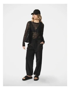 D-Luxe Rhinestone Knit Top in Black