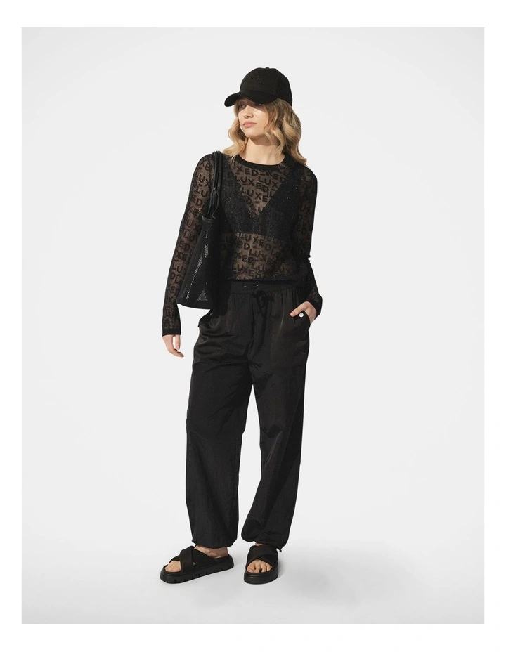 D-Luxe Rhinestone Knit Top in Black image 1