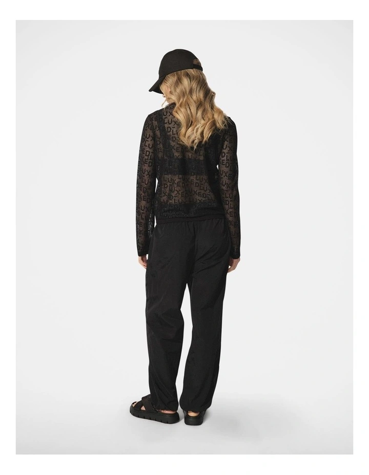 D-Luxe Rhinestone Knit Top in Black image 2