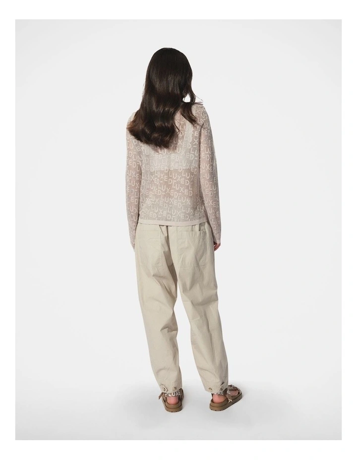 D-Luxe Rhinestone Knit Top in Beige image 2