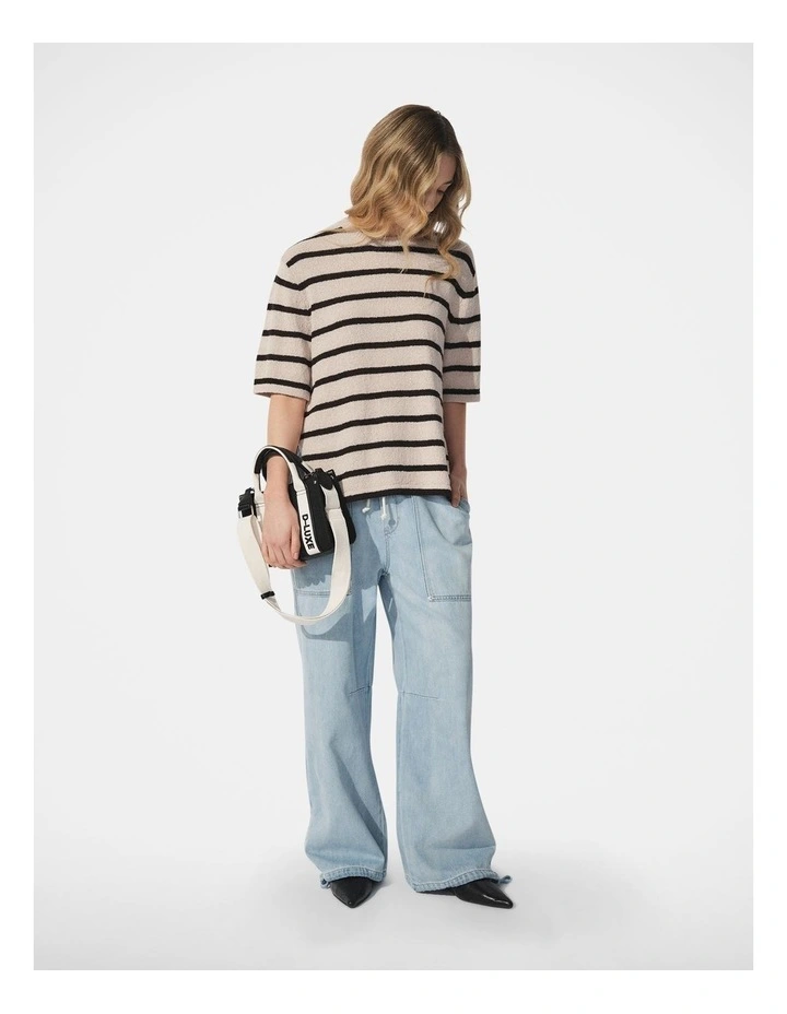 Luxe Knit Boxy Tee in Beige image 1