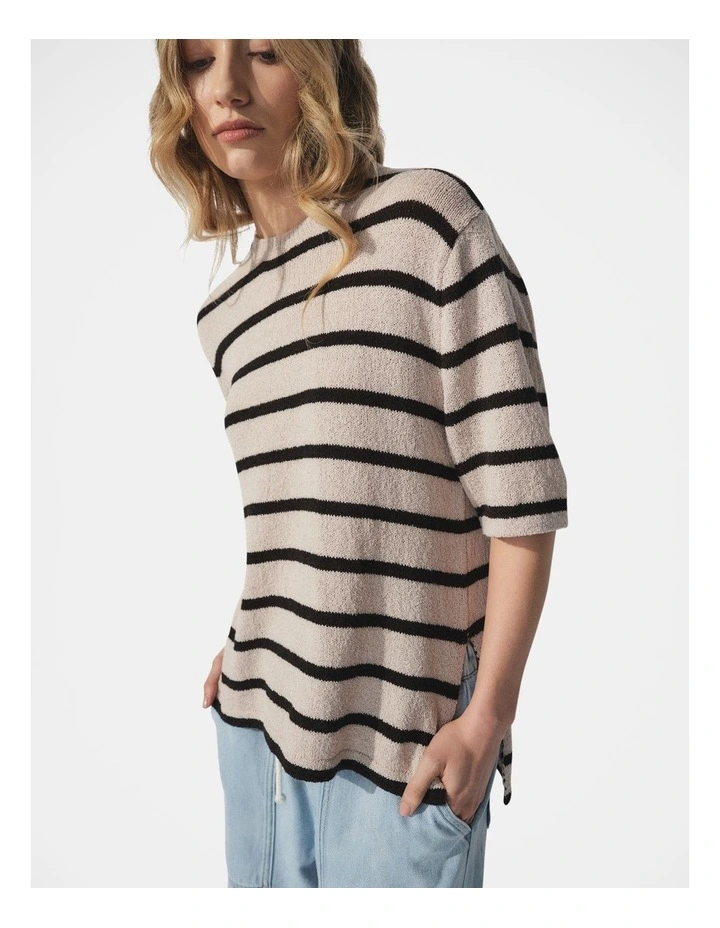 Luxe Knit Boxy Tee in Beige image 3