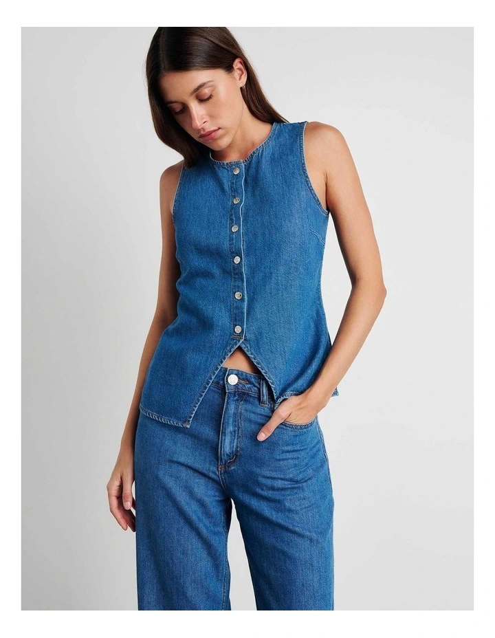 Loe Denim Vest in Blue image 1