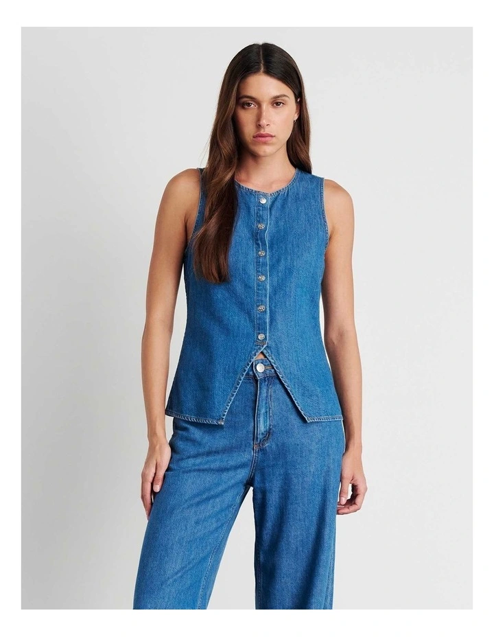 Loe Denim Vest in Blue image 2