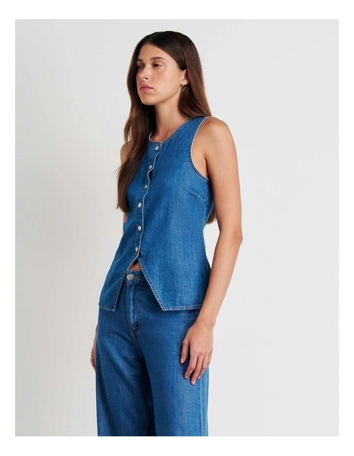 Loe Denim Vest in Blue image 3
