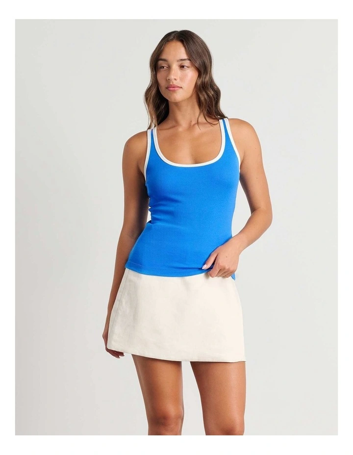Kate Contrast Scoop Tank in Blue image 3