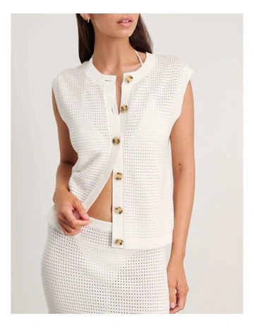 Brita Knit Vest in White