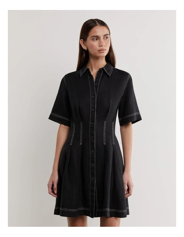 Bella Linen Dress in Black image 1