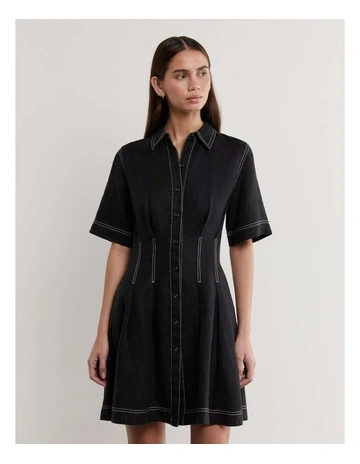 Bella Linen Dress in Black