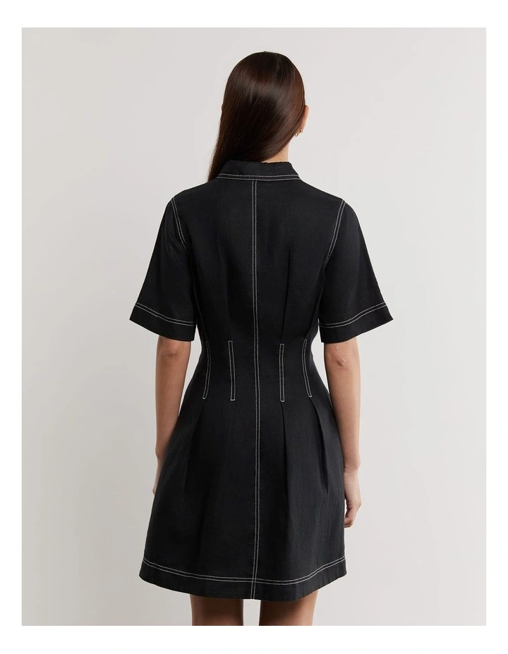 Bella Linen Dress in Black image 2