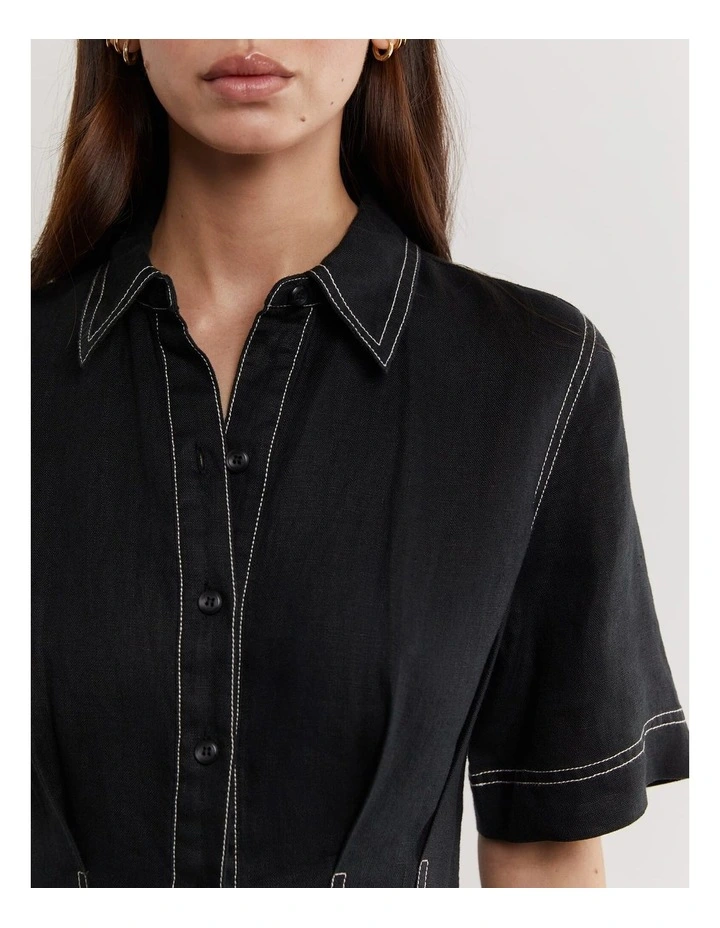Bella Linen Dress in Black image 5