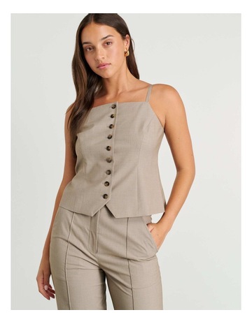 Gia Square Neck Vest in Natural