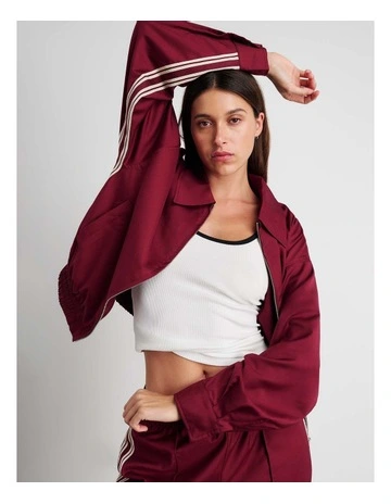 Gia Crop Bomber Jacket in Red