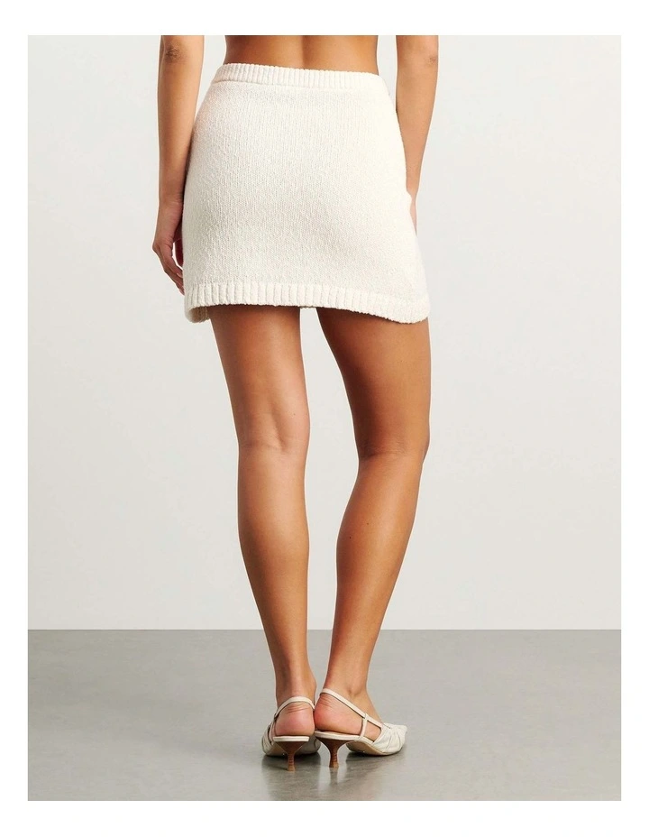 Arden Knit Mini Skirt in White image 2