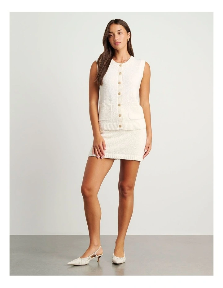 Arden Knit Mini Skirt in White image 5