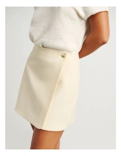 Gia Wrap Mini Skirt in Pale Lemon
