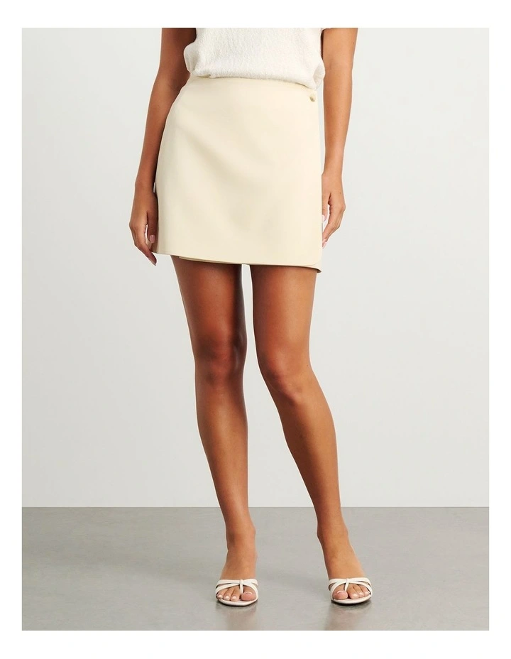 Gia Wrap Mini Skirt in Pale Lemon image 4