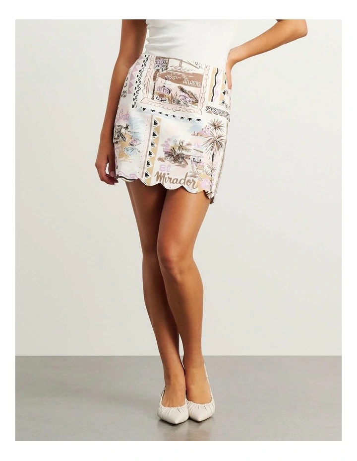 Mirador Scallop Mini Skirt in Multi image 4