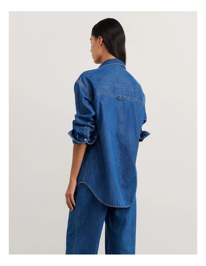 Loe Denim Long Sleeve Shirt in Blue image 2