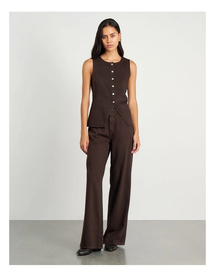 Loe Denim Vest in Dark Chocolate image 4