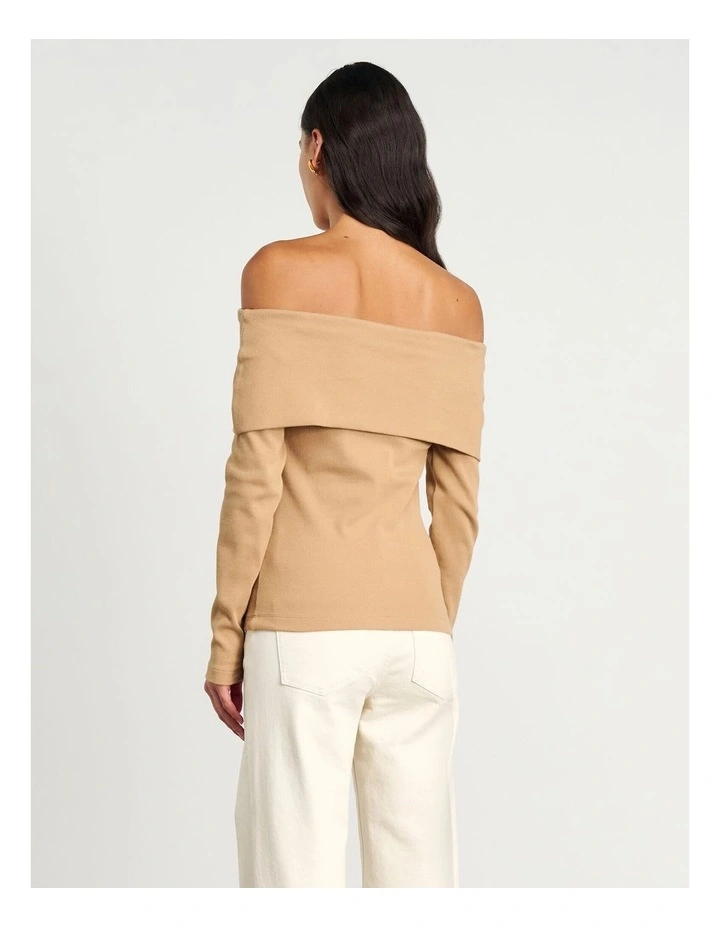 Harlowe Off Shoulder Top in Coffee image 2
