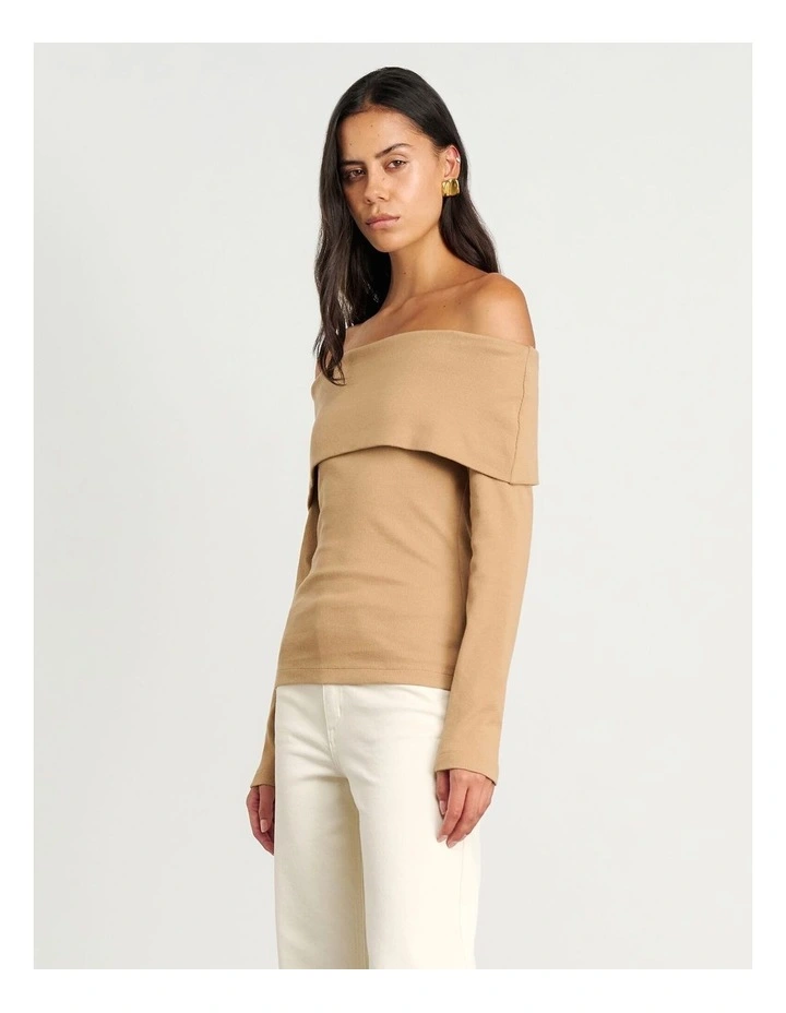 Harlowe Off Shoulder Top in Coffee image 3