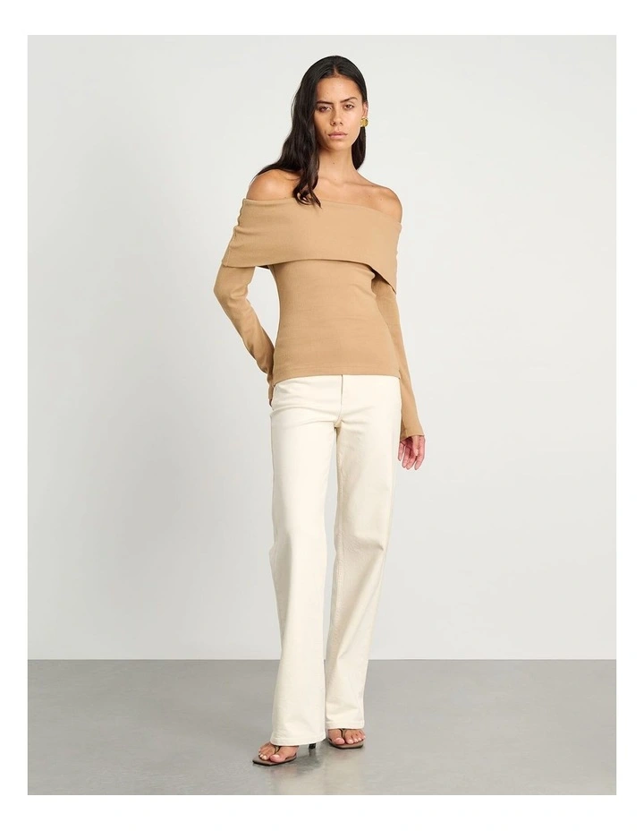 Harlowe Off Shoulder Top in Coffee image 5