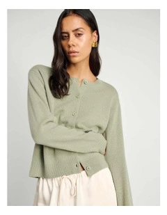 Long Sleeve Wool Cardigan in Sage