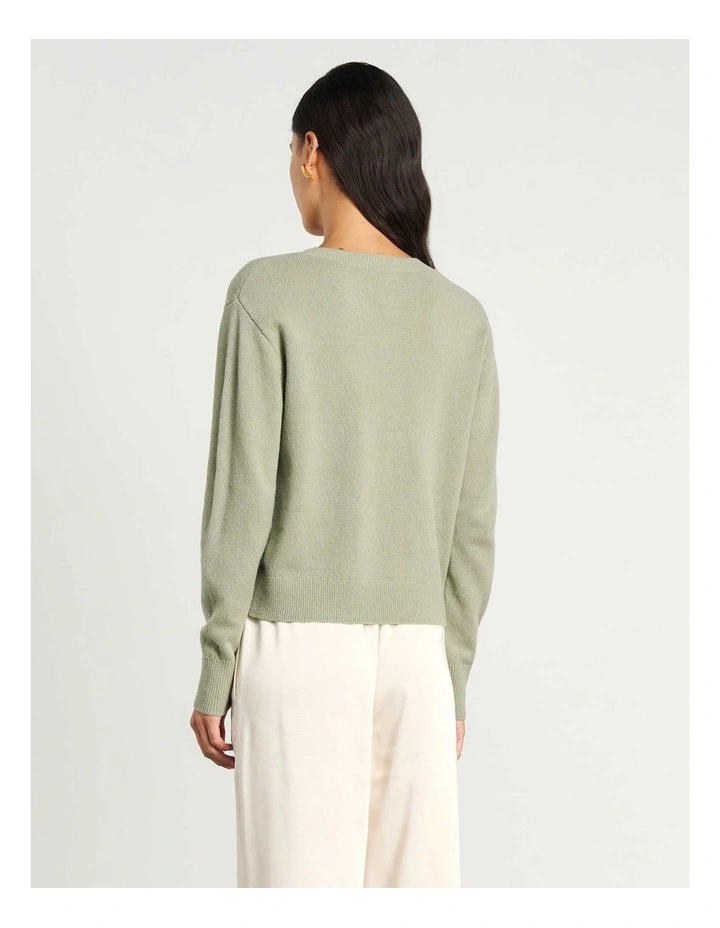 Long Sleeve Wool Cardigan in Sage image 4