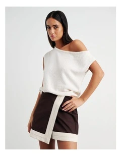 Arden Off Shoulder Knit in White
