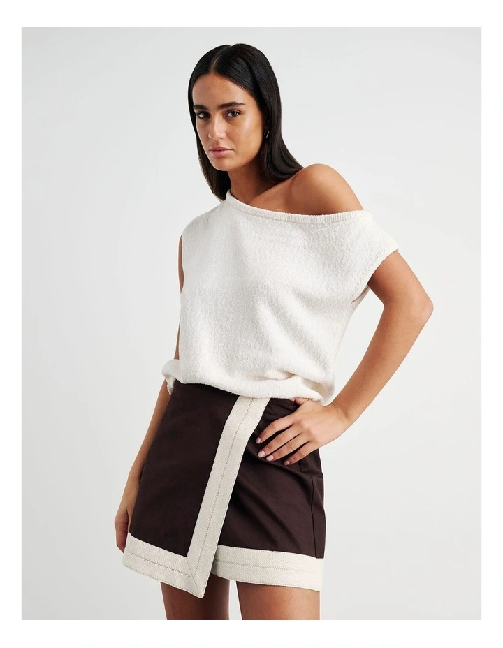 Arden Off Shoulder Knit in White image 1