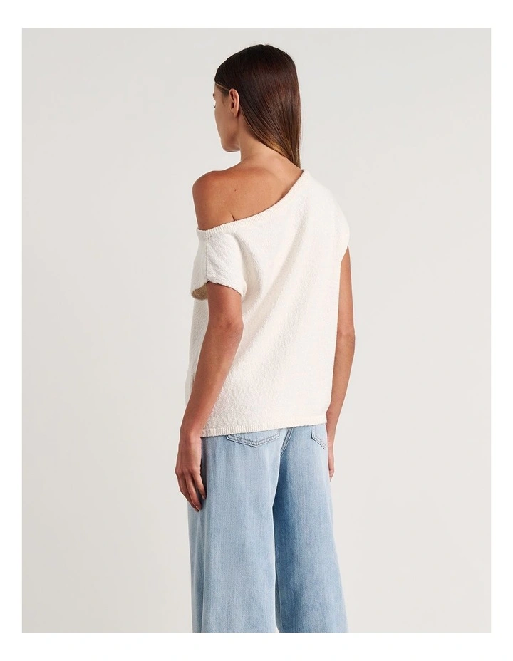 Arden Off Shoulder Knit Top in White image 2