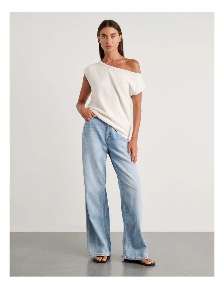 Arden Off Shoulder Knit Top in White image 4