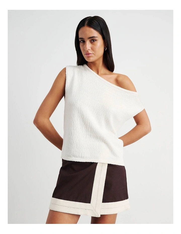 Arden Off Shoulder Knit in White image 5