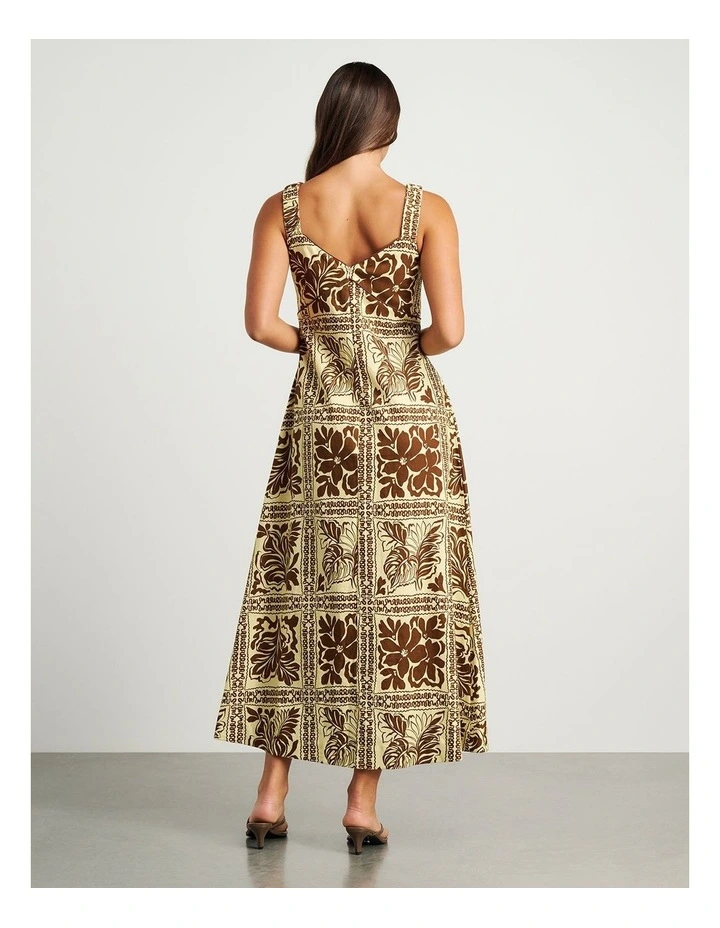 Botanica Linen Maxi Dress in Brown/Gold image 6