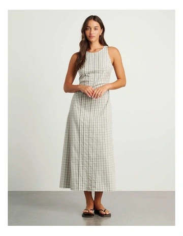 Poppy Gingham Maxi Dress in Green