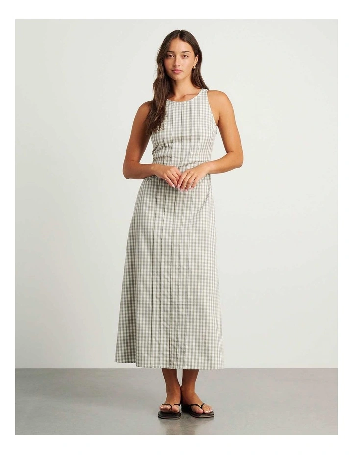 Poppy Gingham Maxi Dress in Green image 1