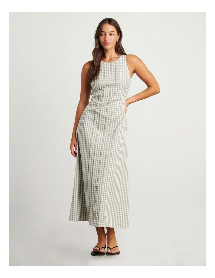 Poppy Gingham Maxi Dress in Green image 1