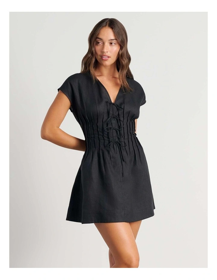 Delphine Pintuck Linen Mini Dress image 2