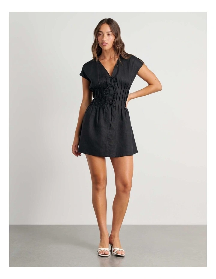 Delphine Pintuck Linen Mini Dress image 4